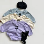【66-90cm】 リボン フリル襟 ロンパース - 画像 (2)
