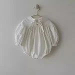 【66-90cm】 リボン パフスリーブ ロンパース - 画像 (3)