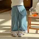 【90-140cm】 取り外し可能 スカート デニム パンツ - 画像 (2)