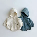 【66-90cm】 フーディ ポケット付き ロンパース - 画像 (2)