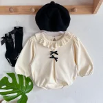 【66-90cm】 リボン フリル襟 ロンパース - 画像 (4)