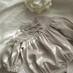 【66-90cm】 リボン パフスリーブ ロンパース - 画像 (7)