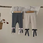 【66-100cm】新作 リボン リブ レギンス - 画像 (2)