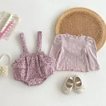 【73-100cm】 花柄 サロペット ＆ トップス 2点セット - 画像 (11)
