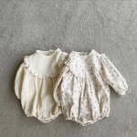 【66-90cm】 花柄 ナチュラル ロンパース - 画像 (4)