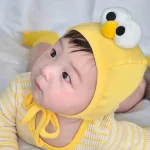 【66-90cm】帽子付き 目デザインボーダー ロンパース - 画像 (8)