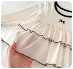 【66-90cm】 リボン付き ワンピース風 ロンパース - 画像 (8)