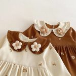 【80-130cm】 花柄 丸襟 ワンピース - 画像 (6)
