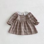 【73-110cm】 レース襟 チェック ワンピース - 画像 (5)