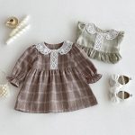 【73-110cm】 レース襟 チェック ワンピース - 画像 (11)