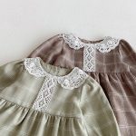 【73-110cm】 レース襟 チェック ワンピース - 画像 (16)