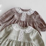 【73-110cm】 レース襟 チェック ワンピース - 画像 (14)