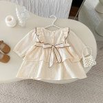 【73-110cm】 肩フリル リネン ワンピース - 画像 (4)
