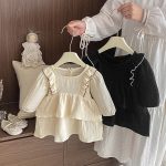 【73-110cm】 肩フリル リネン ワンピース - 画像 (3)