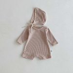 【66-90cm】 韓国風 帽子付き ワッフル オールインワン - 画像 (13)