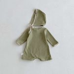 【66-90cm】 韓国風 帽子付き ワッフル オールインワン - 画像 (15)