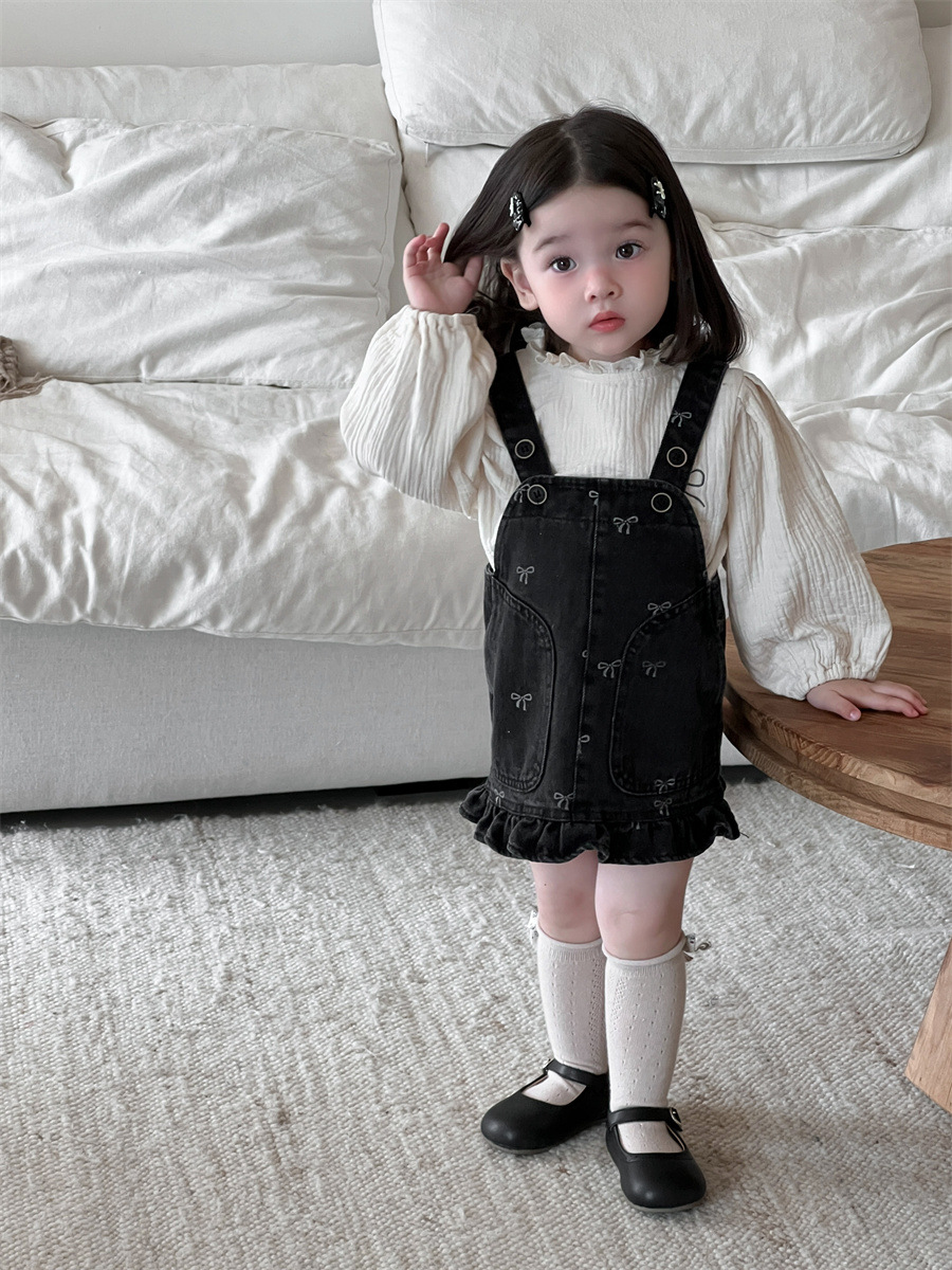 O1CN01CFfoqc1RDm0n6poE6_985232078-0-cib.jpg 【73-100cm】トップス&デニムサロペットスカート 女の子 韓国風 ふんわり - 画像 (1)