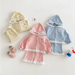 【73-120cm】ガーリー 着やすい ジップパーカー+パンツ セットアップ - 画像 (3)