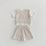【73-110cm】二点セット レイヤード ワッフル クマ セットアップ - 画像 (7)