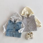 【80-130cm】アウター デニム 帽子付き カジュアル 合わせやすい ジャケット - 画像 (2)