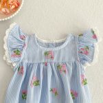 【66-130cm】ロンパース/ワンピース ブルーストライプ フリル 姉妹服 - 画像 (17)