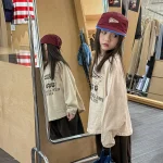 【80-130cm】Tシャツ 長袖 英字柄 ルーズ 定番 トップス - 画像 (5)