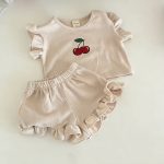 【80-130cm】ベビー 女の子 フリルデザイン 半袖 セットアップ - 画像 (3)