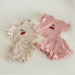 【80-130cm】ベビー 女の子 フリルデザイン 半袖 セットアップ