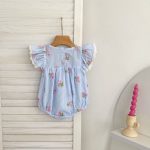 【66-130cm】ロンパース/ワンピース ブルーストライプ フリル 姉妹服 - 画像 (11)