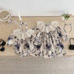 【66-130cm】ロンパース/ワンピース フリル襟 フラワー 姉妹服 - 画像 (10)