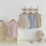 【66-90cm】ベビー ロンパース ノースリーブ 熊柄 - 画像 (5)