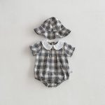 【66-90cm】ロンパース&帽子 チェック ルーズ 肌に優しい ベビー服 - 画像 (6)