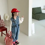 【80-130cm】デニム サロペット 英字柄 カジュアル 女の子 ボトムス - 画像 (8)