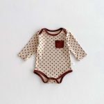 【66-90cm】ロンパース ポケット付き ドット柄 肌に優しい ベビー服 - 画像 (3)