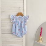 【66-130cm】ロンパース/ワンピース ブルーストライプ フリル 姉妹服 - 画像 (12)