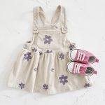 【73-110cm】サロペットワンピース パープル 花柄 刺しゅう おしゃれ 女の子 - 画像 (3)