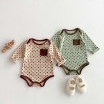【66-90cm】ロンパース ポケット付き ドット柄 肌に優しい ベビー服 - 画像 (2)