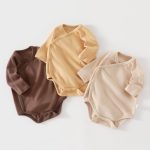 【66-90cm】ロンパース 無地 リブ シンプル 着心地良い ベビー服