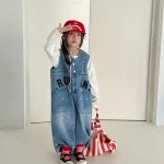 【80-130cm】デニム サロペット 英字柄 カジュアル 女の子 ボトムス - 画像 (11)