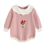 【66-90cm】ロンパース 丸襟 チューリップ 可愛い ベビー服 - 画像 (5)
