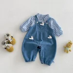 【66-90cm】セットアップ duck サロペット&トップス 2点セット - 画像 (6)