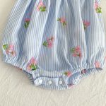 【66-130cm】ロンパース/ワンピース ブルーストライプ フリル 姉妹服 - 画像 (20)