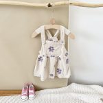 【73-110cm】サロペットワンピース パープル 花柄 刺しゅう おしゃれ 女の子 - 画像 (13)