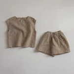 【73-100cm】ベビー クールネックリネン セットアップ - 画像 (3)