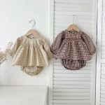 【66-90cm】ブラウス&ブルマ パフスリーブ チェック ディリー おしゃれ ベビー服 - 画像 (2)