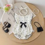 【66-90cm】ロンパース ブラック蝶結び フリル おしゃれ ベビー服 - 画像 (6)