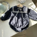 【65-90cm】ロンパース スクエア襟 可愛い 肌触り良い ベビー服 - 画像 (3)
