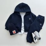 【80-130cm】セットアップ ジップパーカー フード付き カジュアル 二点セット - 画像 (2)