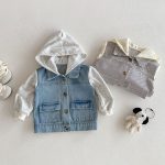 【80-130cm】アウター デニム 帽子付き カジュアル 合わせやすい ジャケット - 画像 (9)