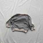 【73-100cm】トレーナー ボーダー パッチワーク ルーズ カジュアル トップス - 画像 (9)